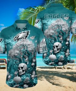 NFL Philadelphia Eagles Halloween Skull Pumpkin Hawaiian Shirt