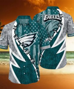 NFL Philadelphia Eagles Hawaiian Shirt 3D Printed Graphic American Flag Print This Summer Gift For Fans