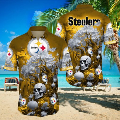 NFL Pittsburgh Steelers Halloween Skull Pumpkin Hawaiian Shirt