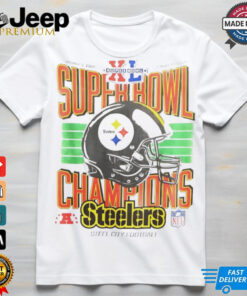 NFL Pittsburgh Steelers Super Bowl Champions Helmet shirt featuring a dynamic design showcasing the Steelers' iconic helmet, with bold 