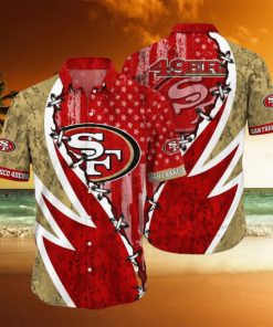 NFL San Francisco 49ers Hawaiian Shirt 3D Printed Graphic American Flag Print This Summer Gift For Fans