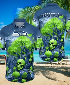 NFL Seattle seahawks Halloween Skull Pumpkin Hawaiian Shirt