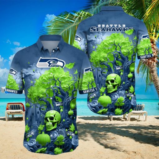 NFL Seattle seahawks Halloween Skull Pumpkin Hawaiian Shirt