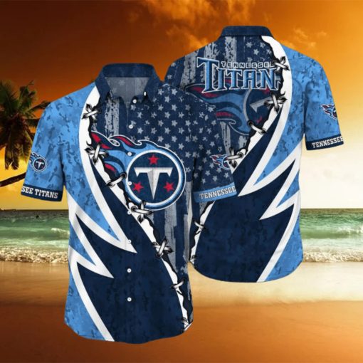 NFL Tennessee Titans Hawaiian Shirt 3D Printed Graphic American Flag Print This Summer Gift For Fans