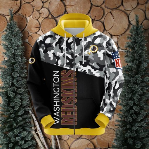 NFL Washington Redskins Camouflage Yellow 3D Hoodie Zip Hoodie For Men And Women Sport Gift