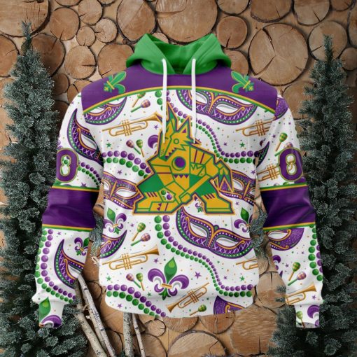 NHL Arizona Coyotes Special Mardi Gras Design Hoodie