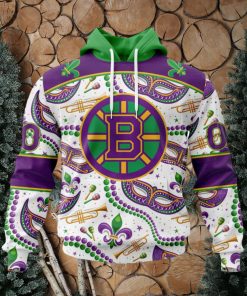 NHL Boston Bruins Special Mardi Gras Design Hoodie