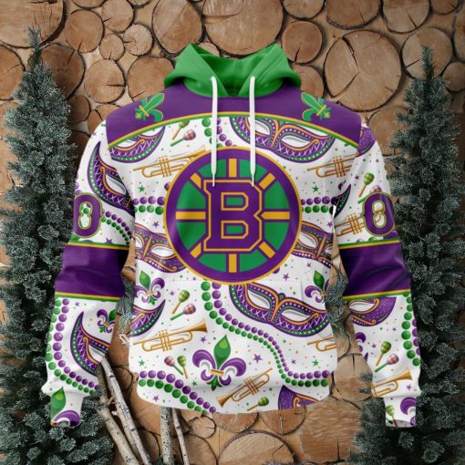 NHL Boston Bruins Special Mardi Gras Design Hoodie