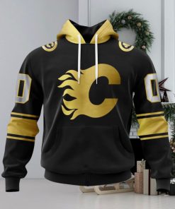 NHL Calgary Flames Special Black And Gold Design Hoodie