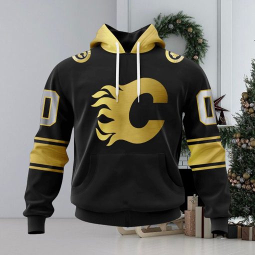 NHL Calgary Flames Special Black And Gold Design Hoodie