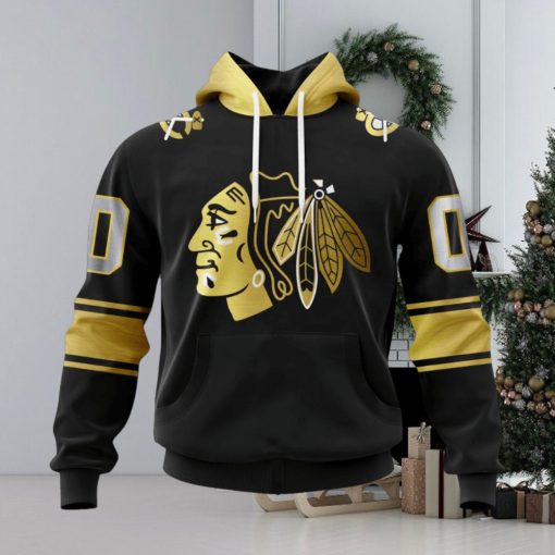 NHL Chicago Blackhawks Special Black And Gold Design Hoodie