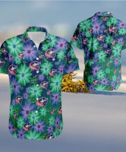 NHL Columbus Blue Jackets Logo Flower New Style Hawaiian Shirt