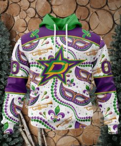 NHL Dallas Stars Special Mardi Gras Design Hoodie