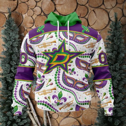 NHL Dallas Stars Special Mardi Gras Design Hoodie