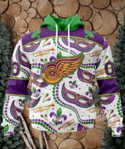 NHL Detroit Red Wings Special Mardi Gras Design Hoodie