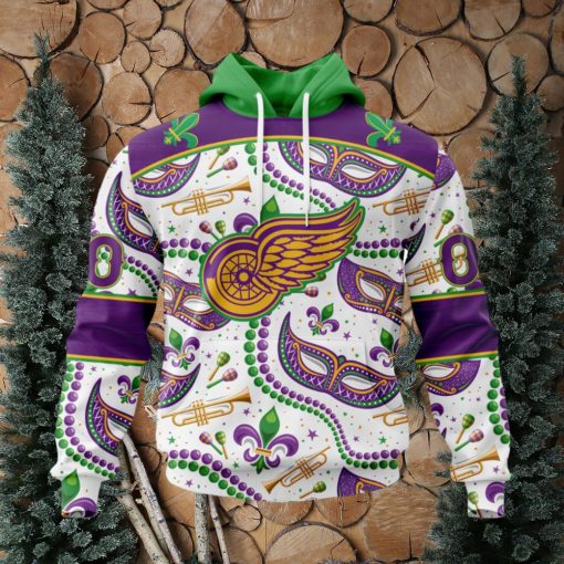 NHL Detroit Red Wings Special Mardi Gras Design Hoodie