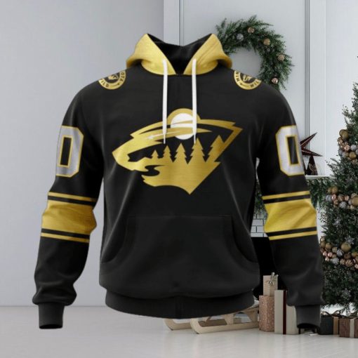 NHL Minnesota Wild Special Black And Gold Design Hoodie