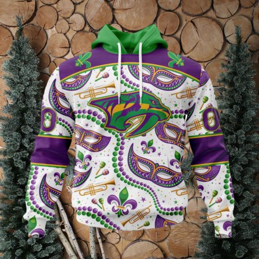 NHL Nashville Predators Special Mardi Gras Design Hoodie