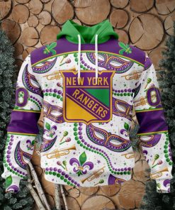 NHL New York Rangers Special Mardi Gras Design Hoodie