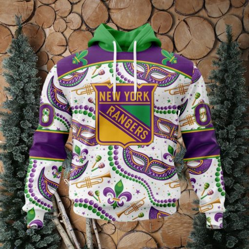 NHL New York Rangers Special Mardi Gras Design Hoodie