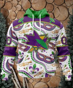 NHL San Jose Sharks Special Mardi Gras Design Hoodie