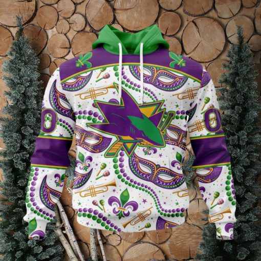 NHL San Jose Sharks Special Mardi Gras Design Hoodie