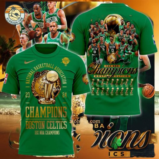 National Basketball Association 2023 2024 Champions Boston Celtics 18X NBA 3D T Shirt