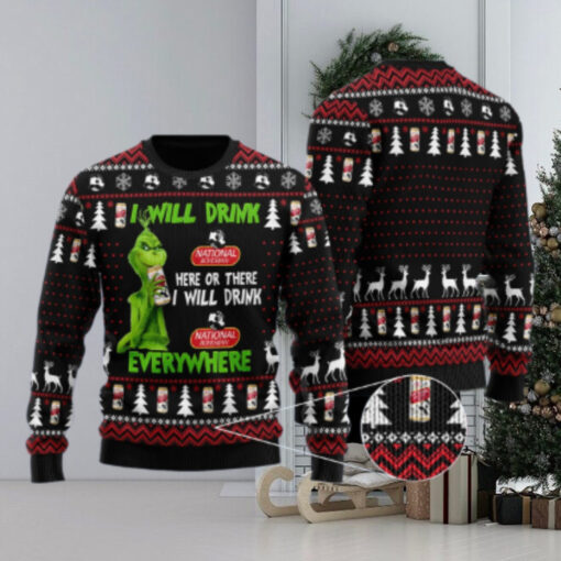 National Bohemian Grinch Will Drink Everywhere Ugly Sweater