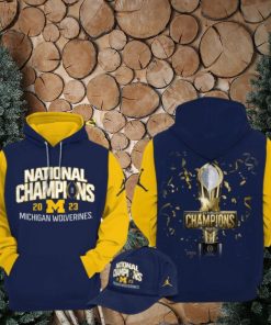 National Champions 2023 Michigan Wolverines Football Cup Blue Design 3D Hoodie