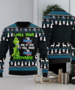 Natural Light Grinch Will Drink Everywhere Ugly Sweater