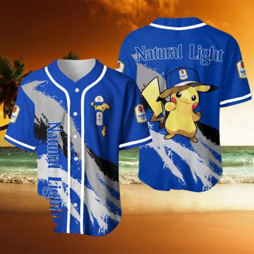 Natural Light Pikachu Pokemon Lover 3D Baseball Jersey Shirt