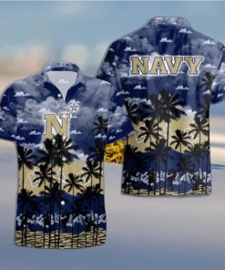 Navy Midshipmen Palms Tree Hawaiian Shirt