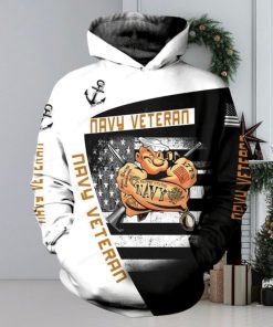 Navy Veteran American Flag Ed All Over Print Hoodie