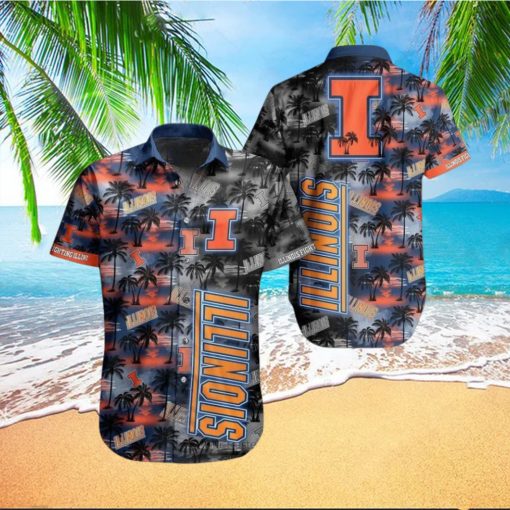 Ncaa Illinois Fighting Illini Coconut Trees Trendy Hawaiian Shirt Aloha Shirt