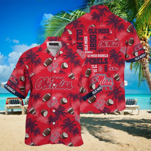 Ncaa Ole Miss Rebels Coconuts Red Hawaiian Shirt Aloha Casual Shirt For Men And Women