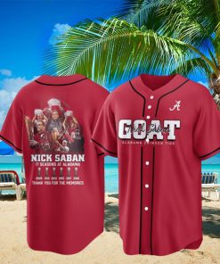 Alabama Crimson Tide Coach Nick Saban GOAT 17 Seasons At Alabama Thank You For The Memories Baseball Jersey