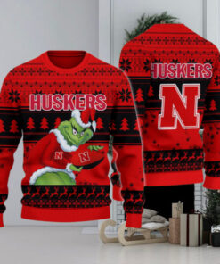 Nebraska Cornhuskers Grinch Ugly Christmas Sweater