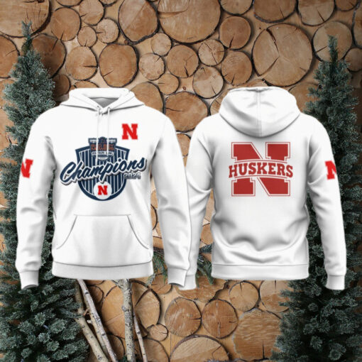 Nebraska Cornhuskers Pinstripe Bowl Celebration 2024 White Hoodie