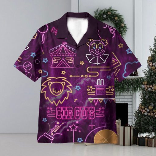 Neon Circus Funny Button’s Up Shirts 3D Hawaiian Shirt Summer Vaction Gift