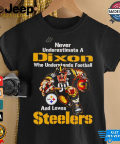Never Underestimate A Who Understands Football And Loves Steelers shirt featuring bold text and a design that combines football knowledge with a passionate love for the Pittsburgh Steelers.