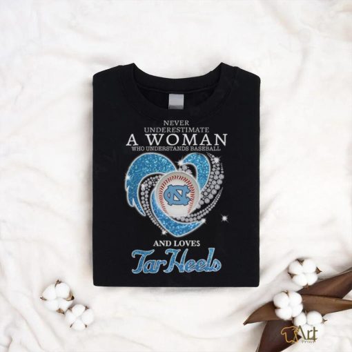 Never Underestimate A Woman Who Understands Baseball And Loves North Carolina Tar Heels T Shirt