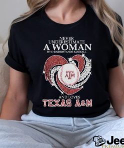 Never Underestimate A Woman Who Understands Baseball And Loves Texas A&M Aggies Diamonds Shirt