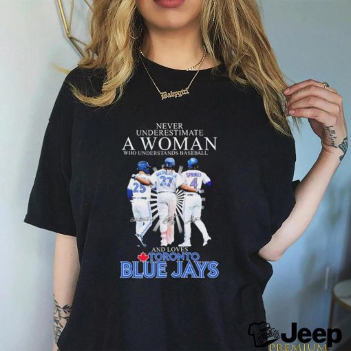 Never Underestimate A Woman Who Understands Baseball And Loves Toronto Blue Jays Guerrero Jr, Springer And Varsho Signatures Shirt