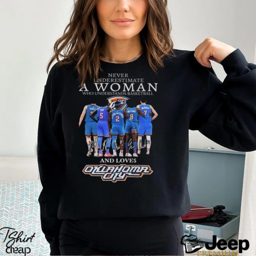 Never Underestimate A Woman Who Understands Basketball And Lover Oklahoma City Thunder T Shirt