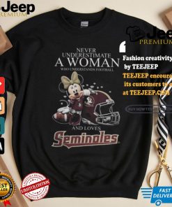 Never Underestimate A Woman Who Understands Football And Loves Florida State Seminoles x Minnie Mouse T Shirt