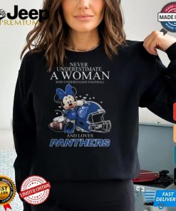 Never Underestimate A Woman Who Understands Football And Loves Georgia State Panthers x Minnie Mouse T Shirt