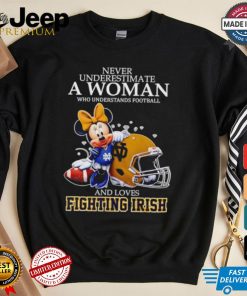 Never Underestimate A Woman Who Understands Football And Loves Notre Dame Fighting Irish x Mickey Mouse shirt