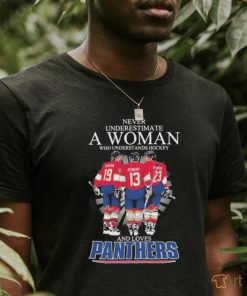 Never Underestimate A Woman Who Understands Hockey And Loves Florida Panthers Tkachuk Reinhart And Carter Verhaeghe Signatures Shirt