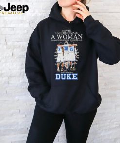 Never Underestimate a Woman who understands Basketball and loves Duke 2024 Signatures Shirt