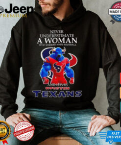 Never Underestimate a woman who understands football and loves Houston Texans mascot 2024 shirt